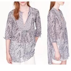 J. Crew Womens Blue & White Floral Tunic Size XXS 100% Cotton NWT